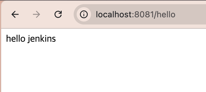 초기 배포 뒤 localhost 8081 포트의 hello 응답