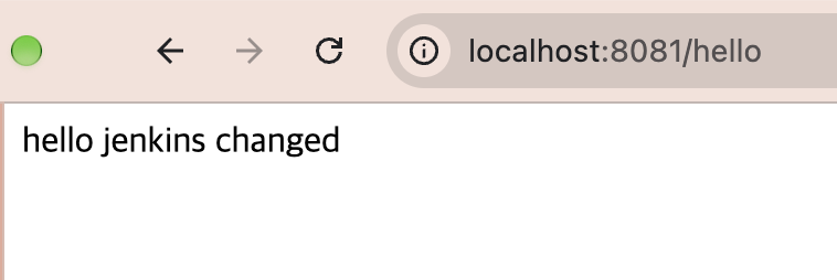 코드 변경 뒤 재배포된 localhost 8081 포트의 hello 응답